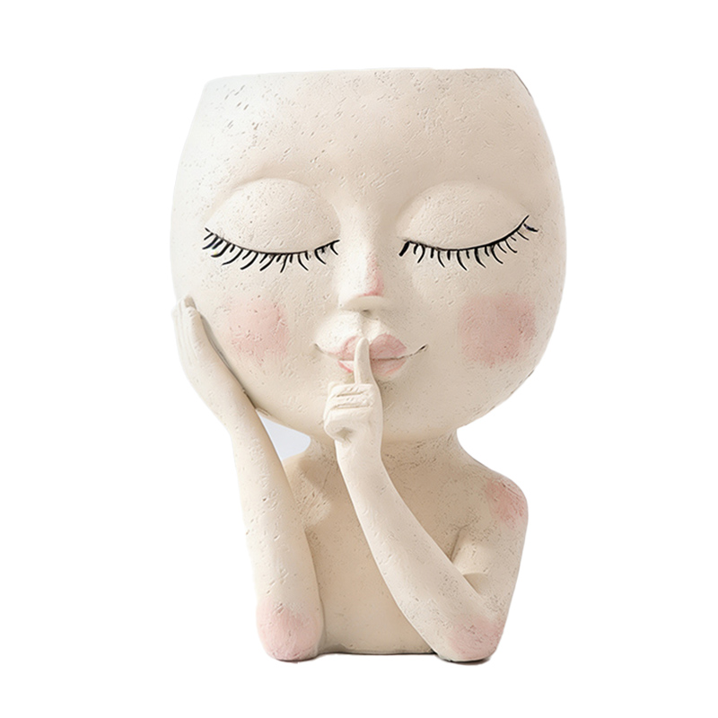 Real photo of the resin flower pot in the 